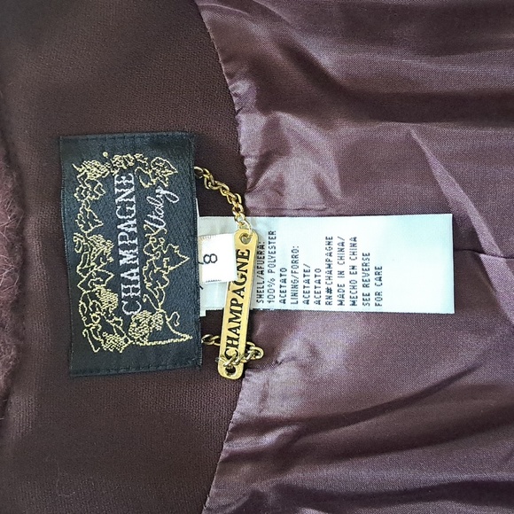 NWOT Champagne Italy Mink Faux Fur Trim Beaded Flowy Dressy Chic Jacket - Picture 7 of 9